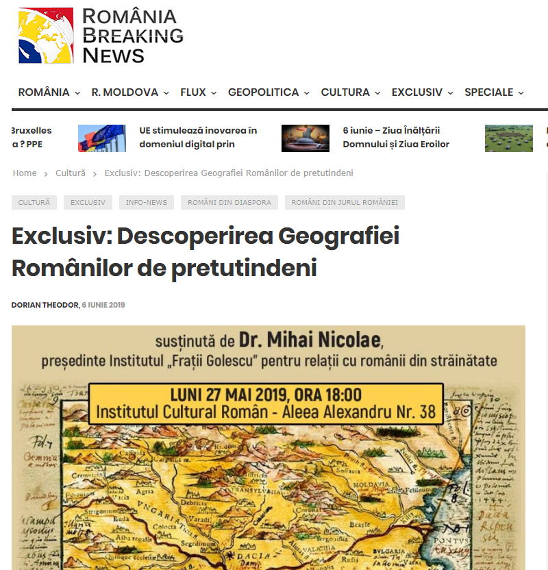 ROMANIABREAKINGNEWS.ro: Exclusiv: Descoperirea Geografiei Românilor de pretutindeni